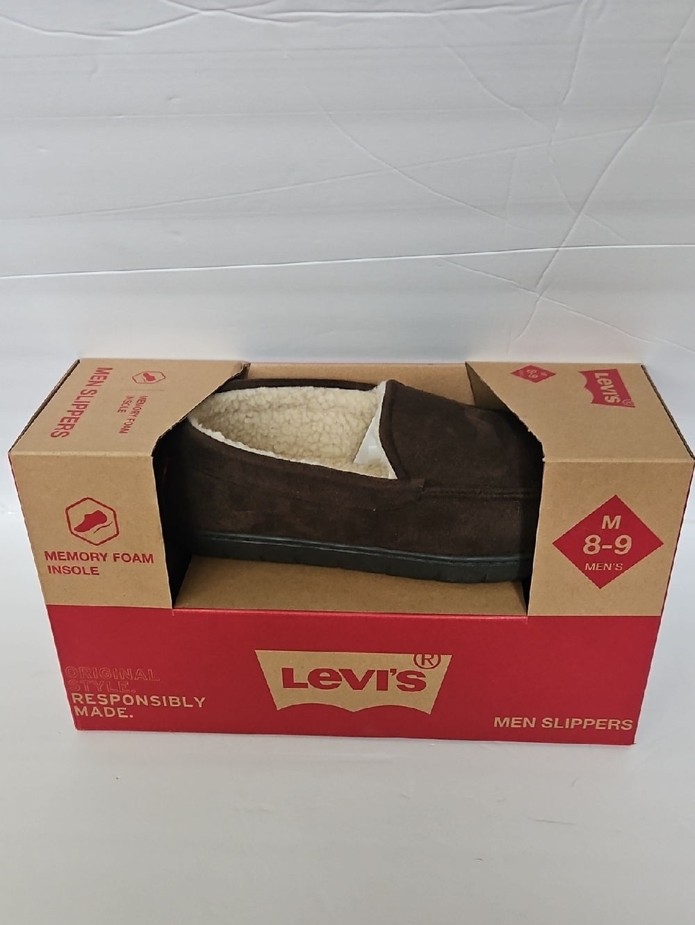 Levi's Men's Dark Brown Slip-On Memory Foam Loafers- Size Medium Mens 8-9